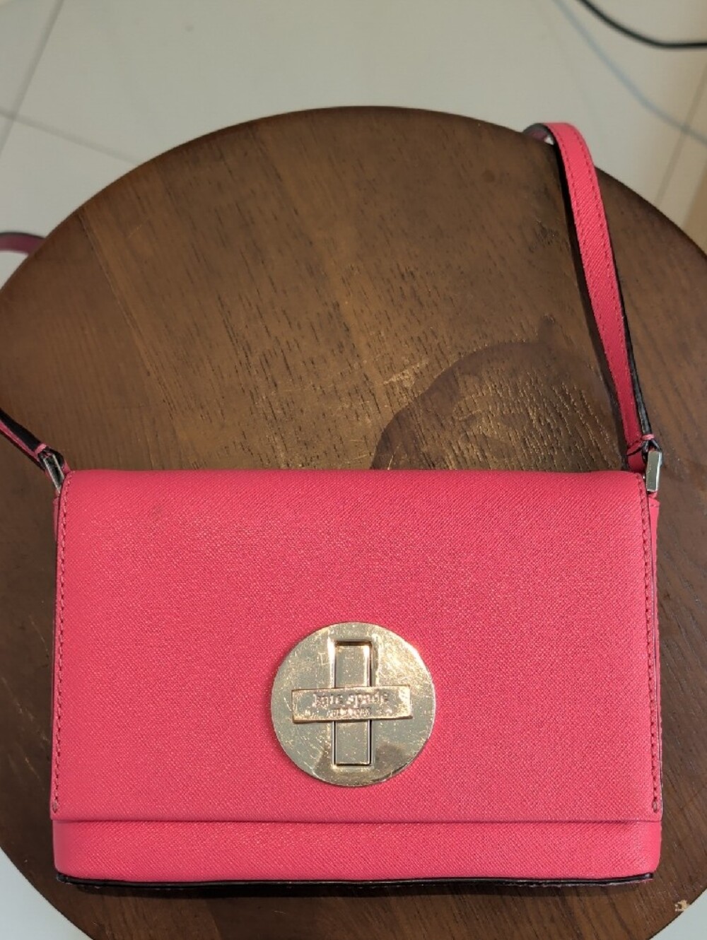 Kate Spade Hot Pink Saffiano Leather Newbury Lane Sally Crossbody Bag